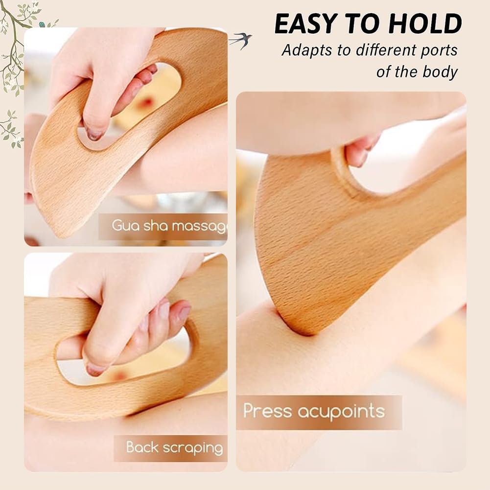 Gua Sha masażer z drewna, drenaż limfatyczny, drenaż limfatyczny, guasha Board, naturalne drewno, do twarzy, szyi, ciała, drewna Gua Sha