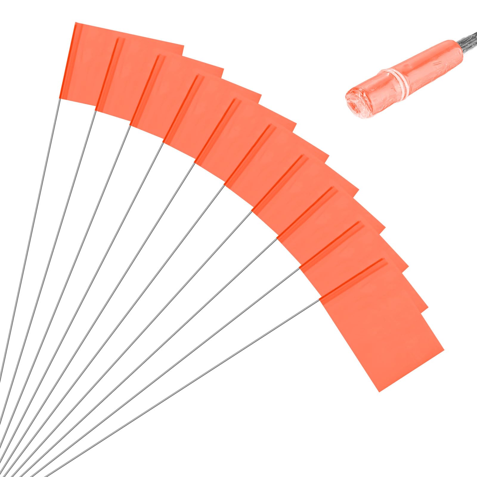M METERXITY 10-Pack Blank Marking Flags Waterproof 21x2.5x3.5 Inch, Orange