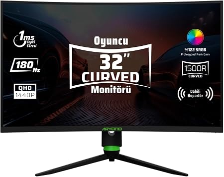 Monster Aryond A32 V2 32" 180Hz QHD 1 Ms HDR10 300 Nit G-Sync FreeSync Curved VA Oyuncu Monit r