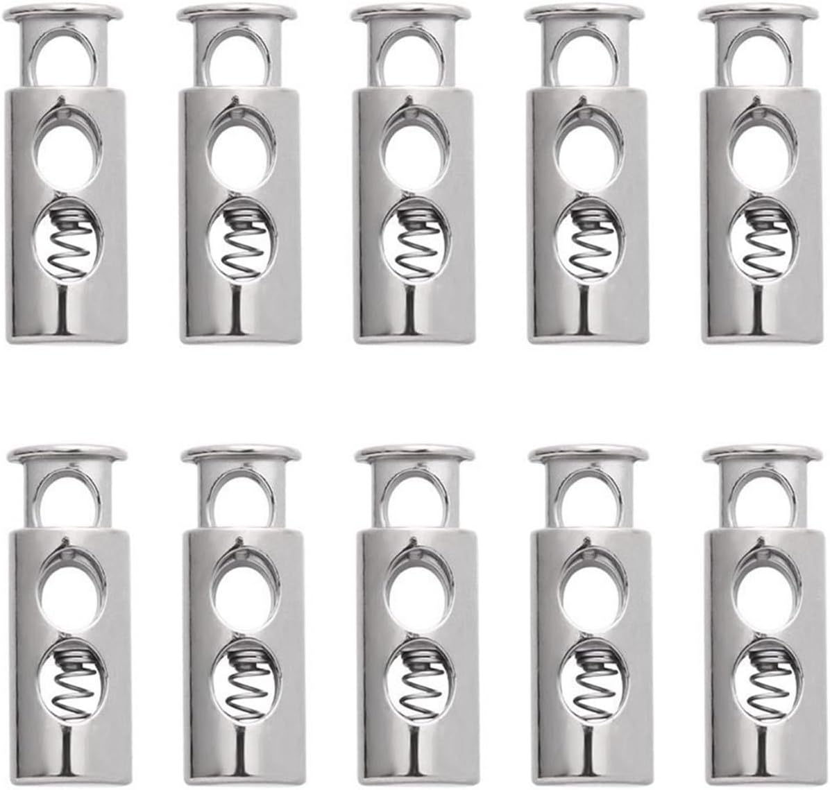 Spring Cord Locks 80pcs Apparel Shoelace Sportswear Accessories Double Hole Stoppers Cord Lock Toggle DIY Metal Clamp for Bags, Clothing(2)