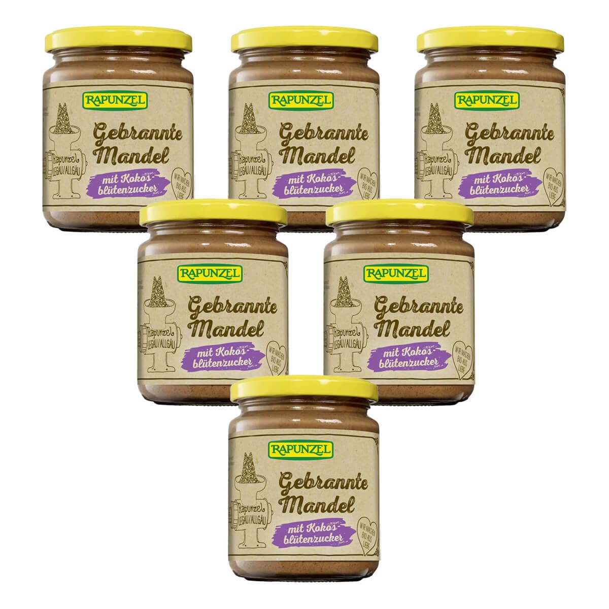 Rapunzel Bio Gebrannte Mandel mit Kokosblütenzucker (6 x 250 gr)