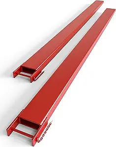 Pallet Fork Extension with Tire Chain 72 Inch Length 4.5 Inch Width, Heavy Duty Steel Pallet Extensions for Forklift Truck, Red