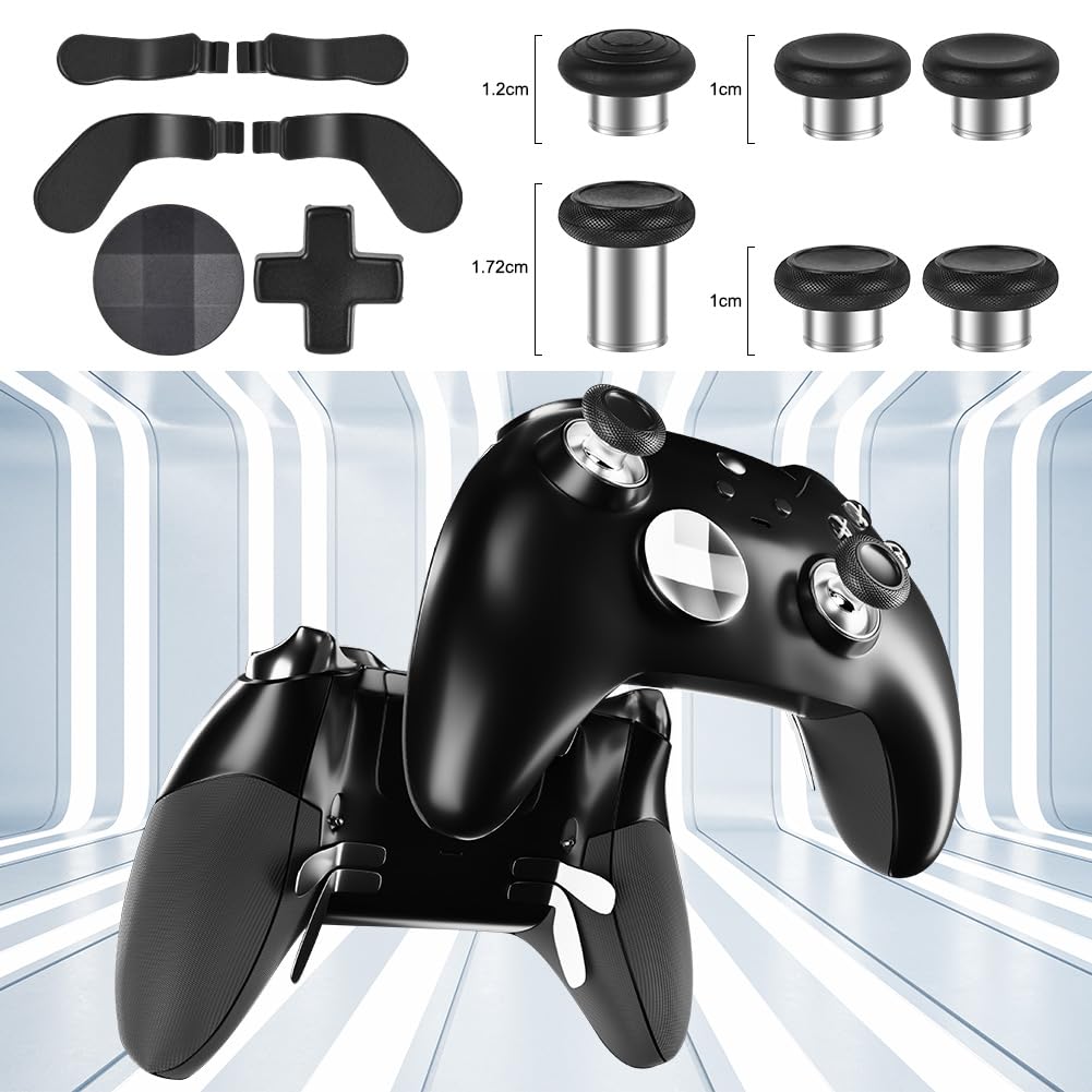 AXFEE Joysticks Metálicos de Repuesto para Xbox Elite Series 2, Xbox Elite Series 2 Accesorios, Thumbsticks de Metal Para el Controlador, 13 Piezas, para Xbox Elite Series 2 Core, (Negro)