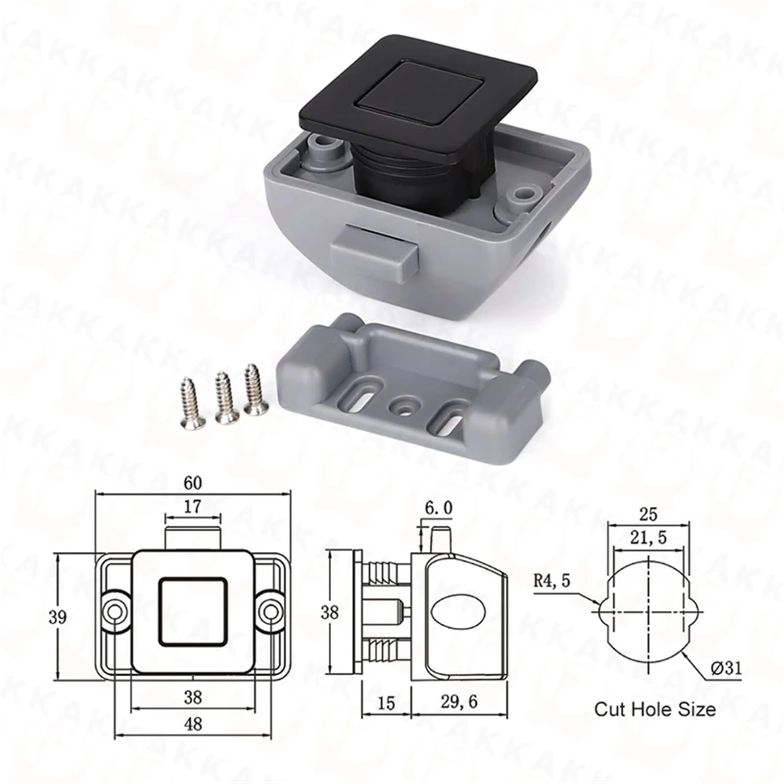 Camper Auto Push Lock RV Caravan Boot Home Schrank Schublade Latch Knopf Schlösser Keyless Möbel Türschloss 1Pcs(SS6209-Black)