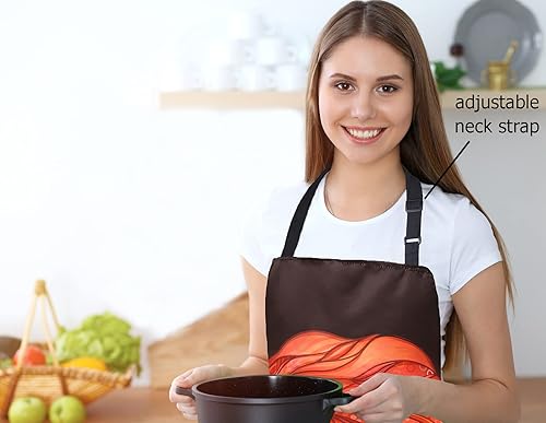 Miniatura 3 de Paquete de 2 delantales ajustables resistentes a las gotas de agua, lazos largos con 2 bolsillos, cocina para mujer