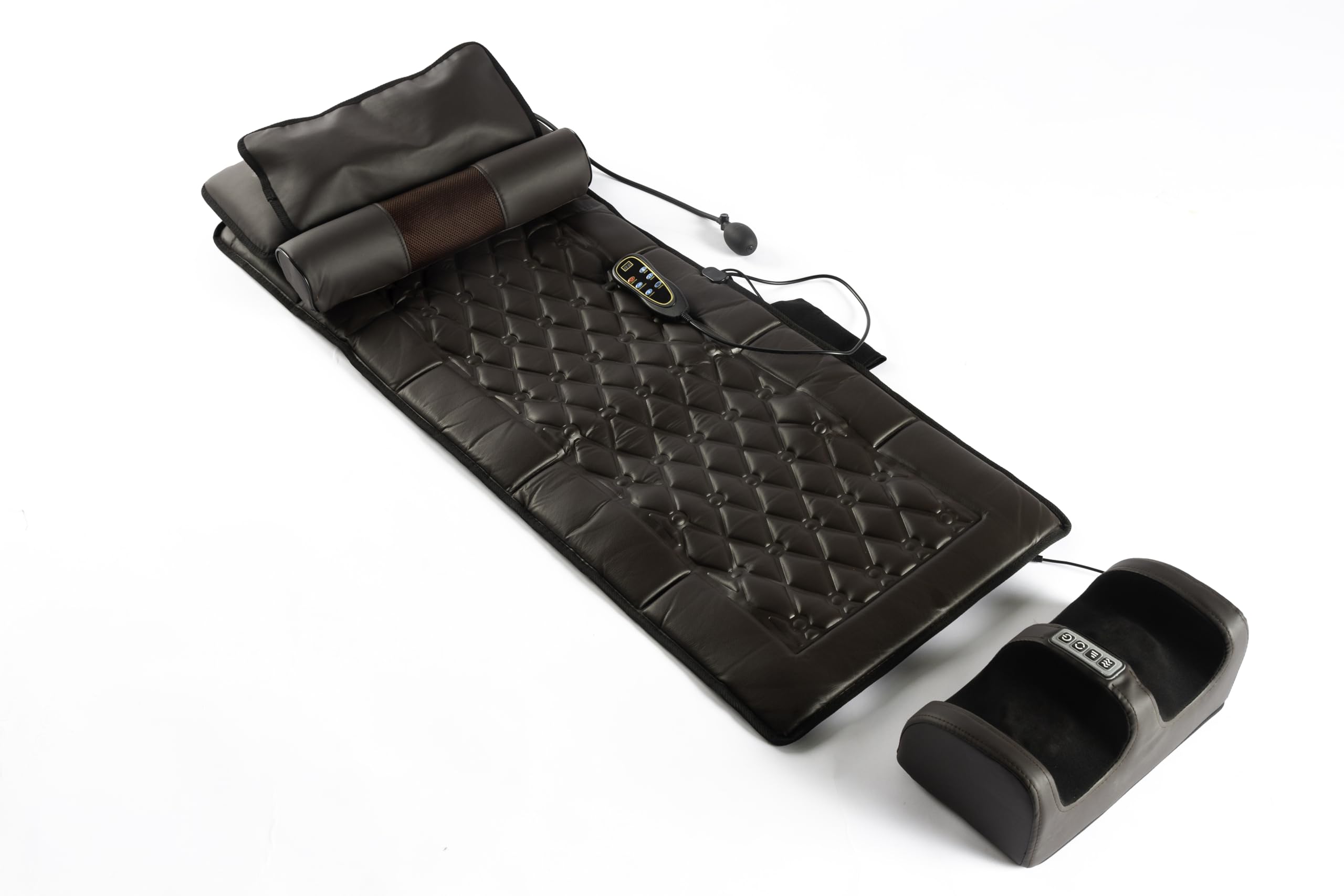 DUPI Colchoneta de Masaje para Cuerpo Completo – Masaje Shiatsu Desmontable, Calor Integrado, Plegable y Portátil, Relajación Muscular, Cuero Sintético Marrón/Burdeos