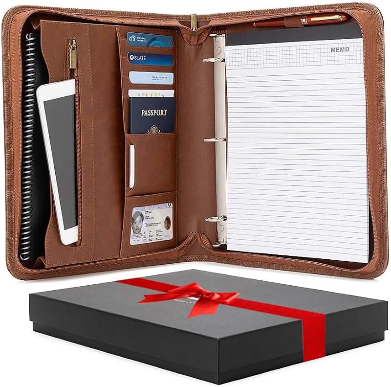 Forevermore Portfolio Binder, 1" Removable 3-Ring, Vegan Leather, Brown