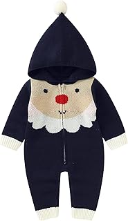 Camisola com fecho de correr com capuz Camisola de tricô de Natal para bebé Macacão com capuz Macacão de Algodão 1