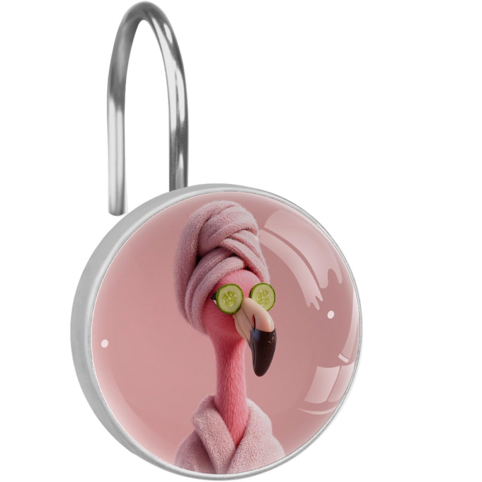 VAPOKF Decorative Shower Curtain Hooks, Shower Flamingo Rustproof Stainless Steel Shower Curtain Rings for Bathroom, Shower Curtain Hangers for Shower Rod, 12 Pack