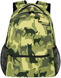 Backpack Camouflage Cat Laptop Computer Backpacks Waterproof College School Bookbag Casual Travel Hiking Camping Daypack for Women Men