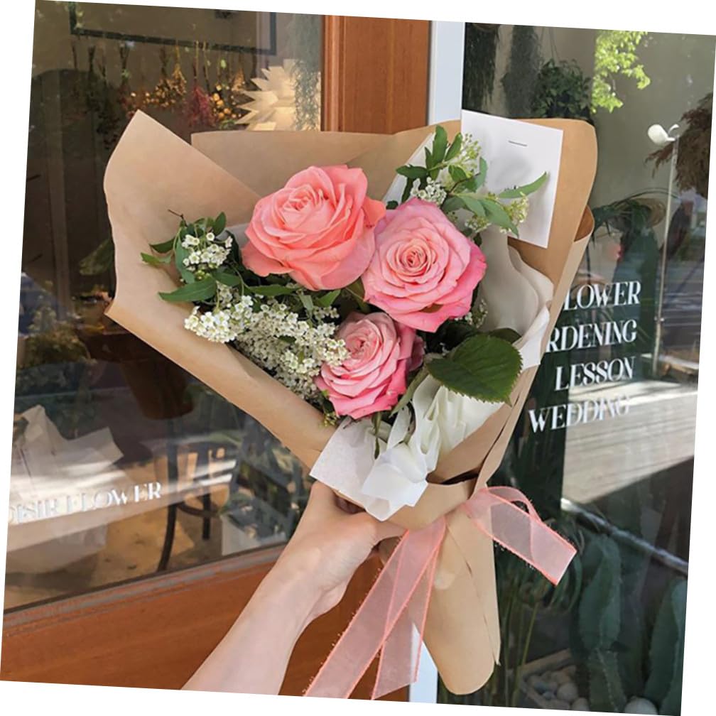 Blumengeschenkpapierbögen 40 Blatt Kraftpapier Khaki, Selbstgemacht