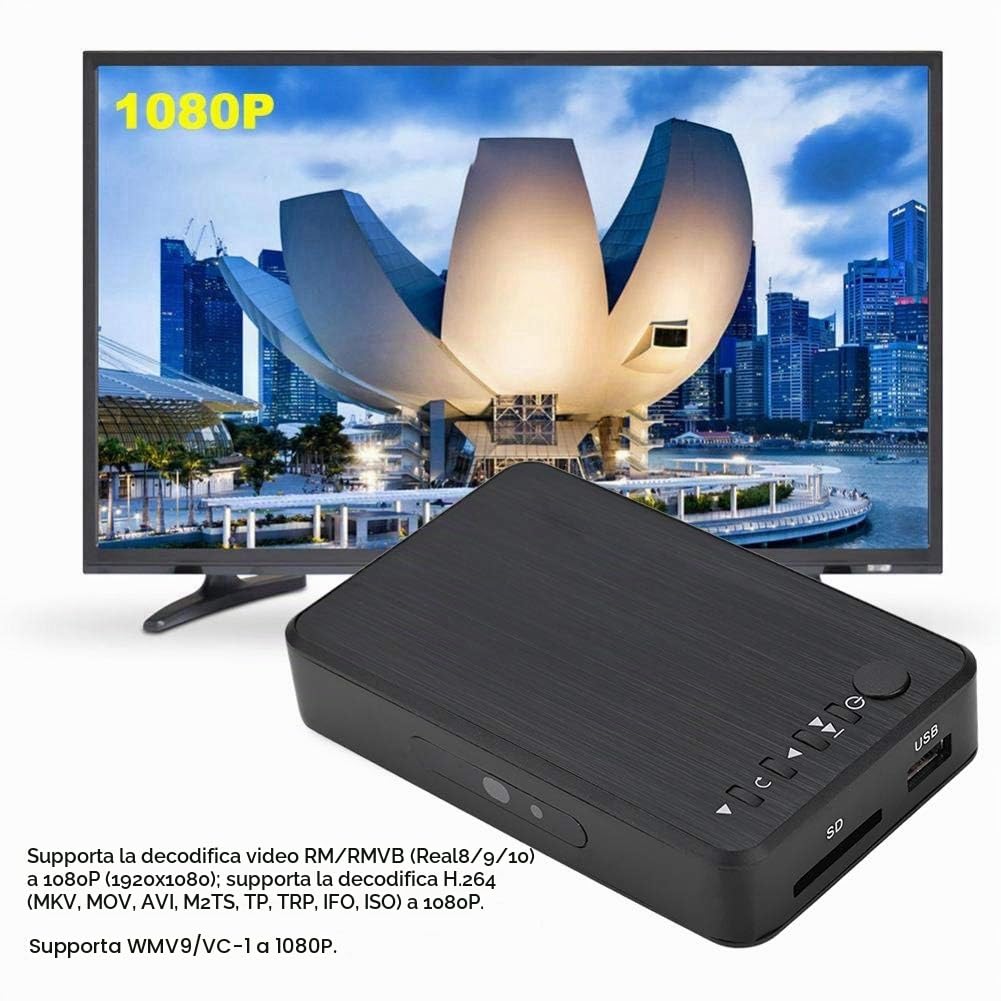 Lettore Multimediale, HDMI 1080P Audio e Video HD con Telecomando IR 110 V-240 V, Riproduzione di Film/Musica/Foto/File Direttamente Sulla TV(Unione Europea)