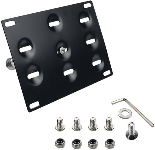 Miniatura 2 de Dewhel JDM - Gancho de remolque para parachoques delantero, soporte para placa de matrícula, adaptador de orificio de remolque, atornillado,