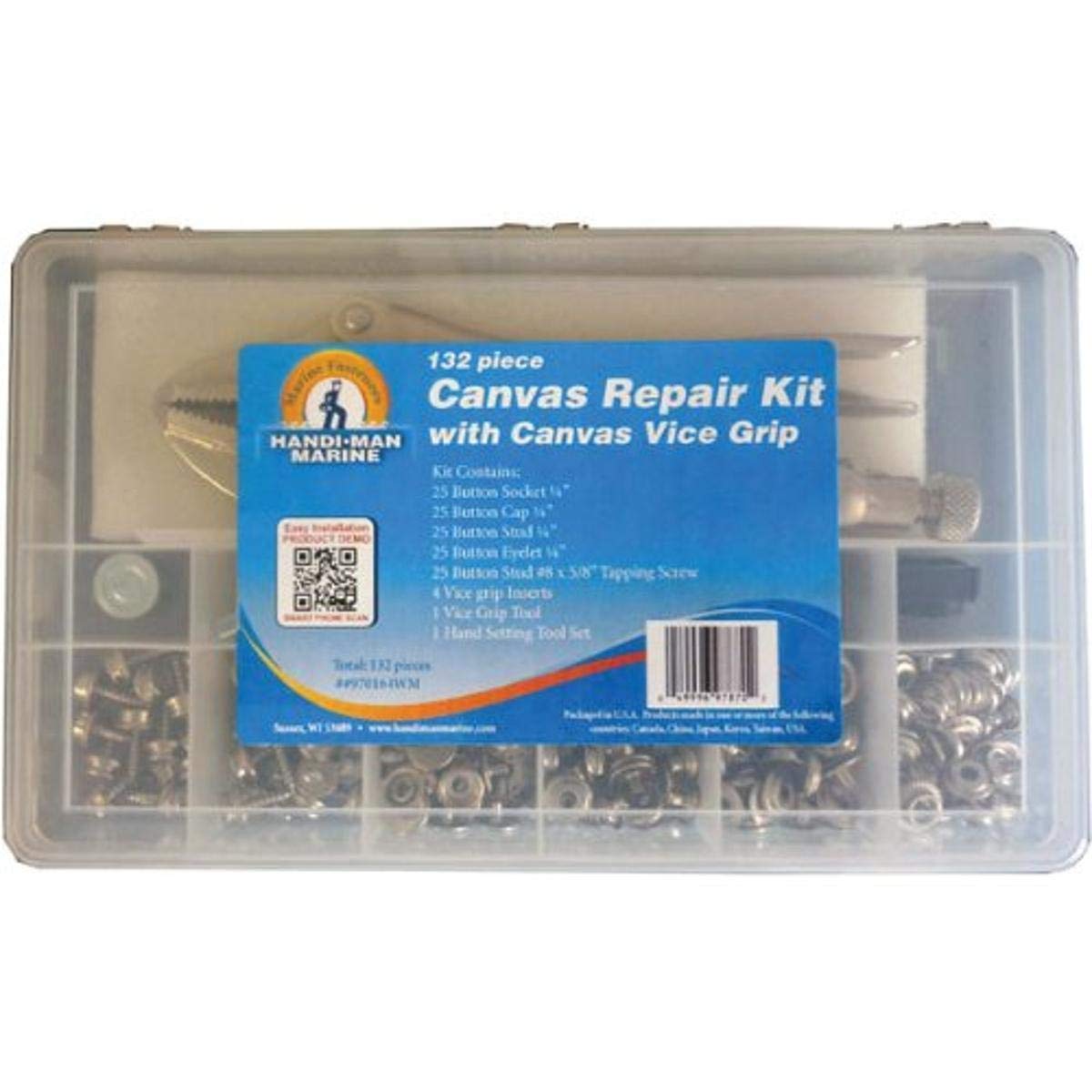 Marine 970164EA 132-Piece Canvas Repair Kit with Vice Grip
