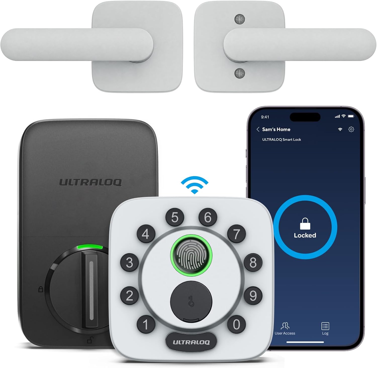 Bolt SE Smart Lock with Handle, Built-in Wi-Fi, Matter Over Thread, Works with Apple Home, Alexa, Google, Keyless Deadbolt with Fingerprint, App, Code, Remote Control, Gray