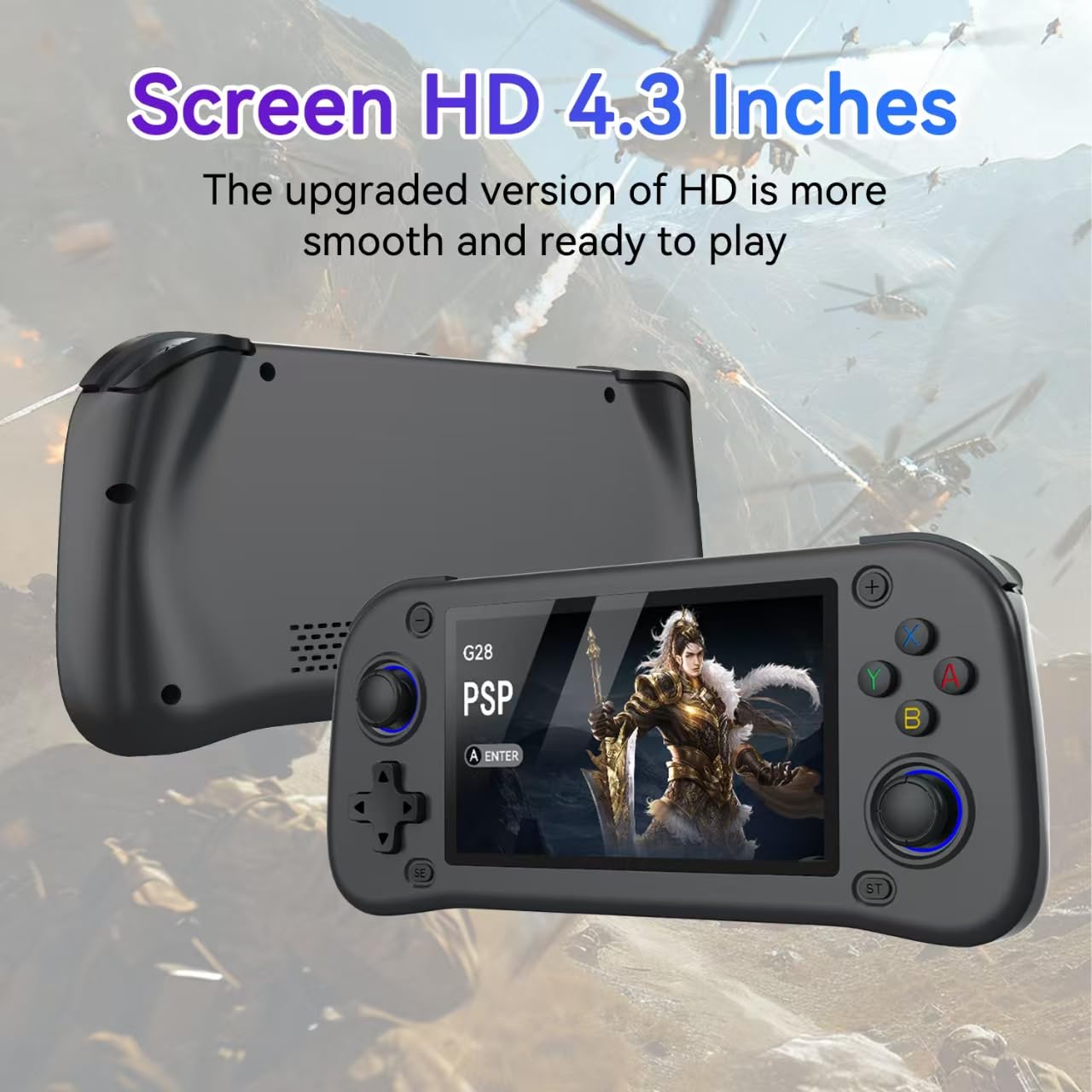 Nuova console da gioco portatile, 128 GB di memoria interna con 20.000 giochi, sistema Linux, console portatile per videogiochi, schermo IPS da 4,3 pollici, oltre 30 emulatori e sistema Linux (bianco