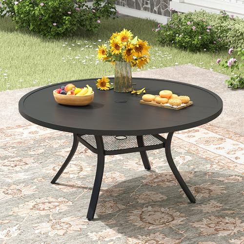 Black Round Outdoor Dining Table for 6: Stylish Patio Set for Perfect Gatherings 9 ARKOST 47.2