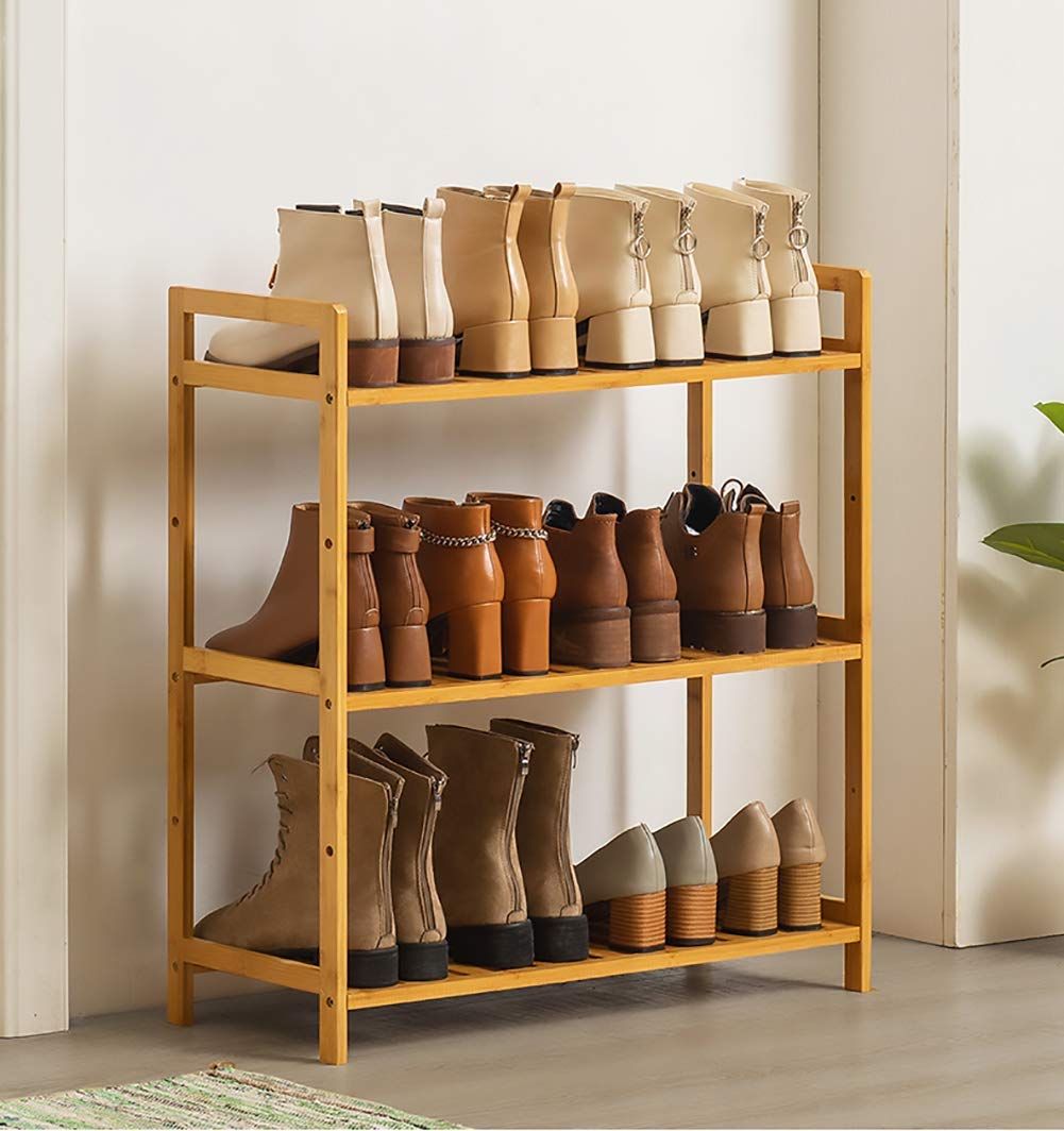 Zapatero de bambú de 3 Niveles para Entrada, Estante de Almacenamiento Sencillo para Sala, baño y Oficina. Diseño Compacto (3,68 × 25 × 71 cm).