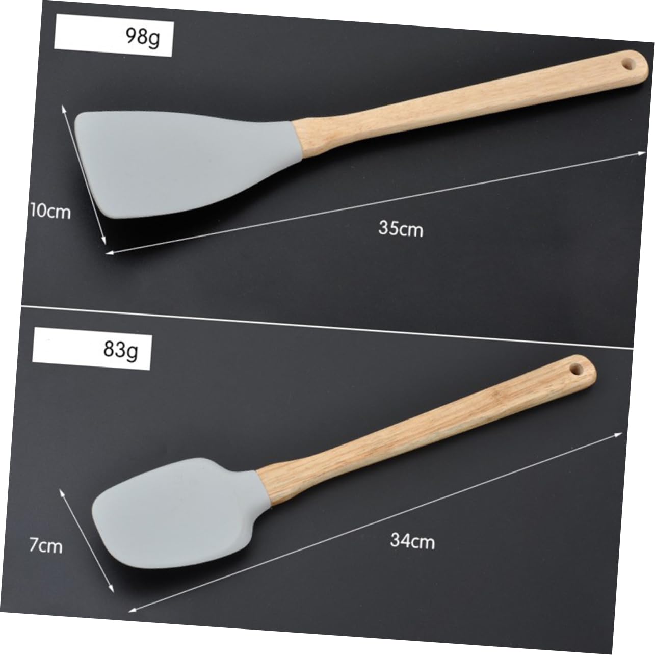 Zerodeko Set Utensili Cucina 6 Pezzi in Silicone Alimentare con Manici in Legno Resistente al Calore, Spatola Flessibile e Pennello Olio per Uso in Cucina