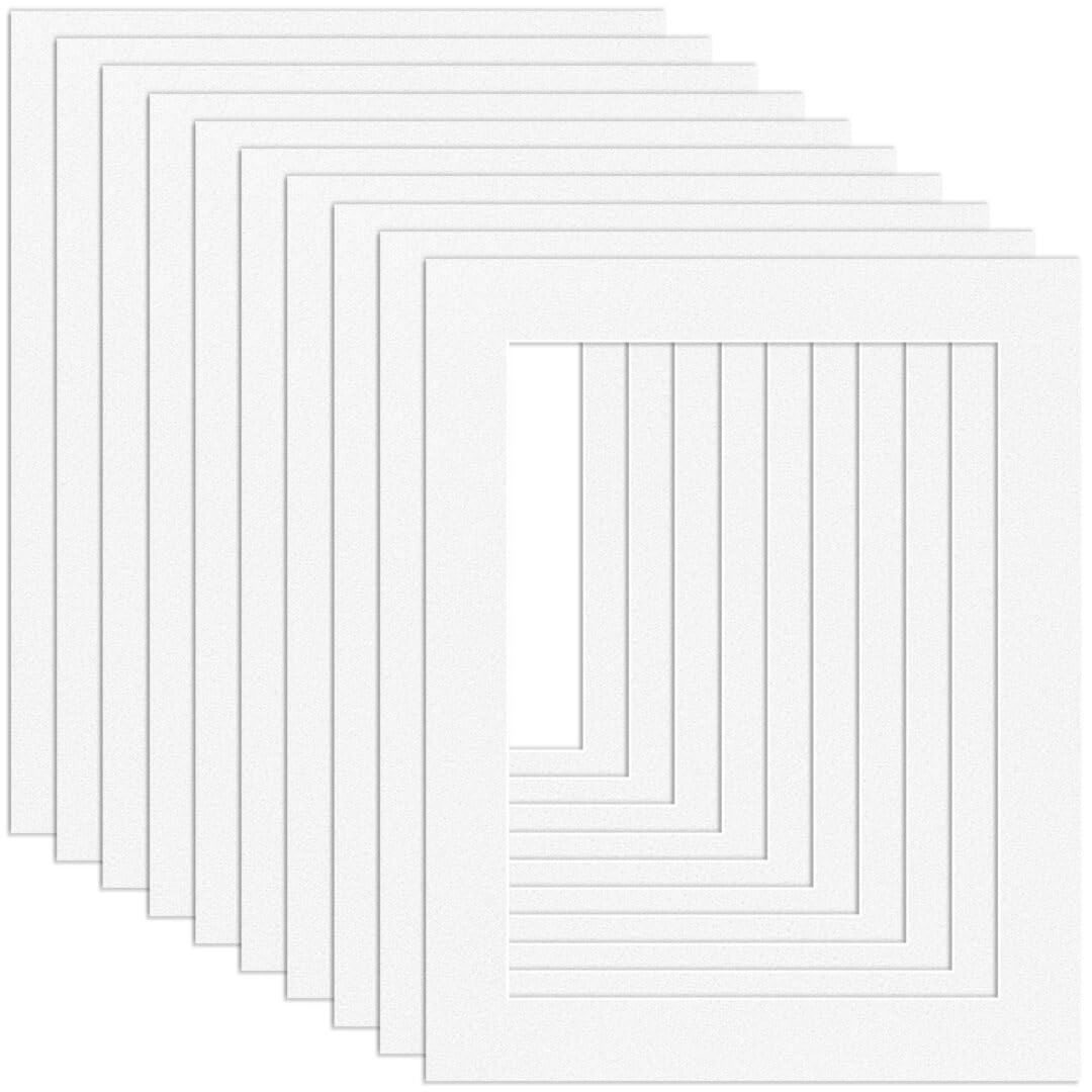 Procut Global 10x8" White Picture Mounts Board to Fit 8x6" Aperture Size - Photo Mount Card Ideal for Prints, Artwork, Crafts & Certificates - Sizes & Colors Available - Pack of 10 — image 1