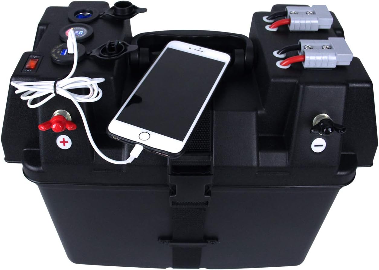 OPL5 12V Marine Battery Box with Battery Quick Connector, Digital ...