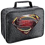 LOGOVISION Justice League Movie Superman Logo Insulated Soft Sided Lunch Box - Reusable Lunch Bag For School Office Work, BPA Free