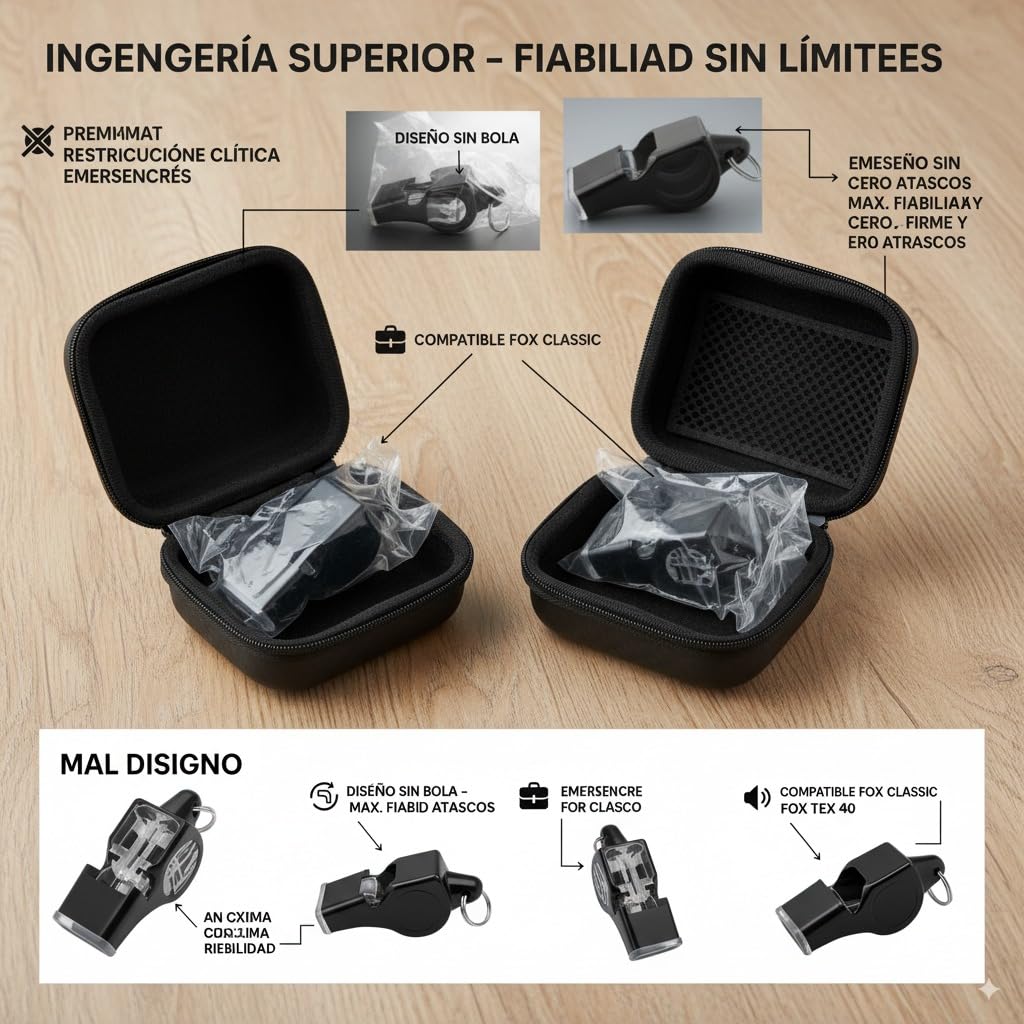 Silbato de Acero Inoxidable con Bola Profesional para Árbitro, Socorrista y Emergencia