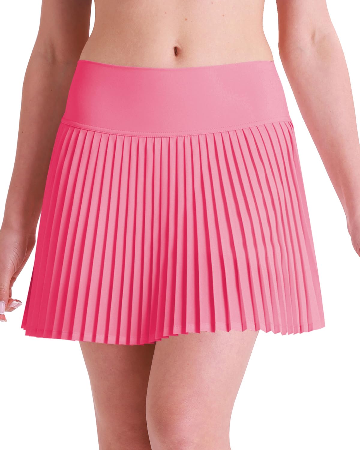 Lommishop Women's High-Waisted Pleated Tennis Skirt with Shorts and Pockets: Lightweight Athletic Golf Skorts