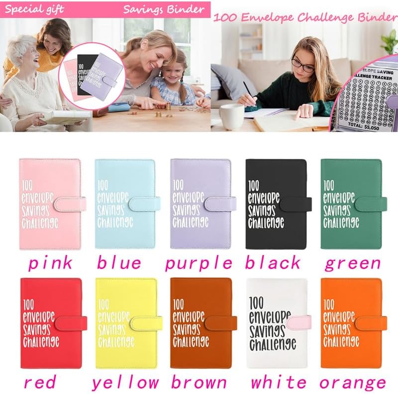 Miniatura 4 de Carpeta de presupuesto con sobres de 100 sobres de hojas sueltas para parejas de ahorro de presupuesto, carpeta de ahorro de dinero, cartera de