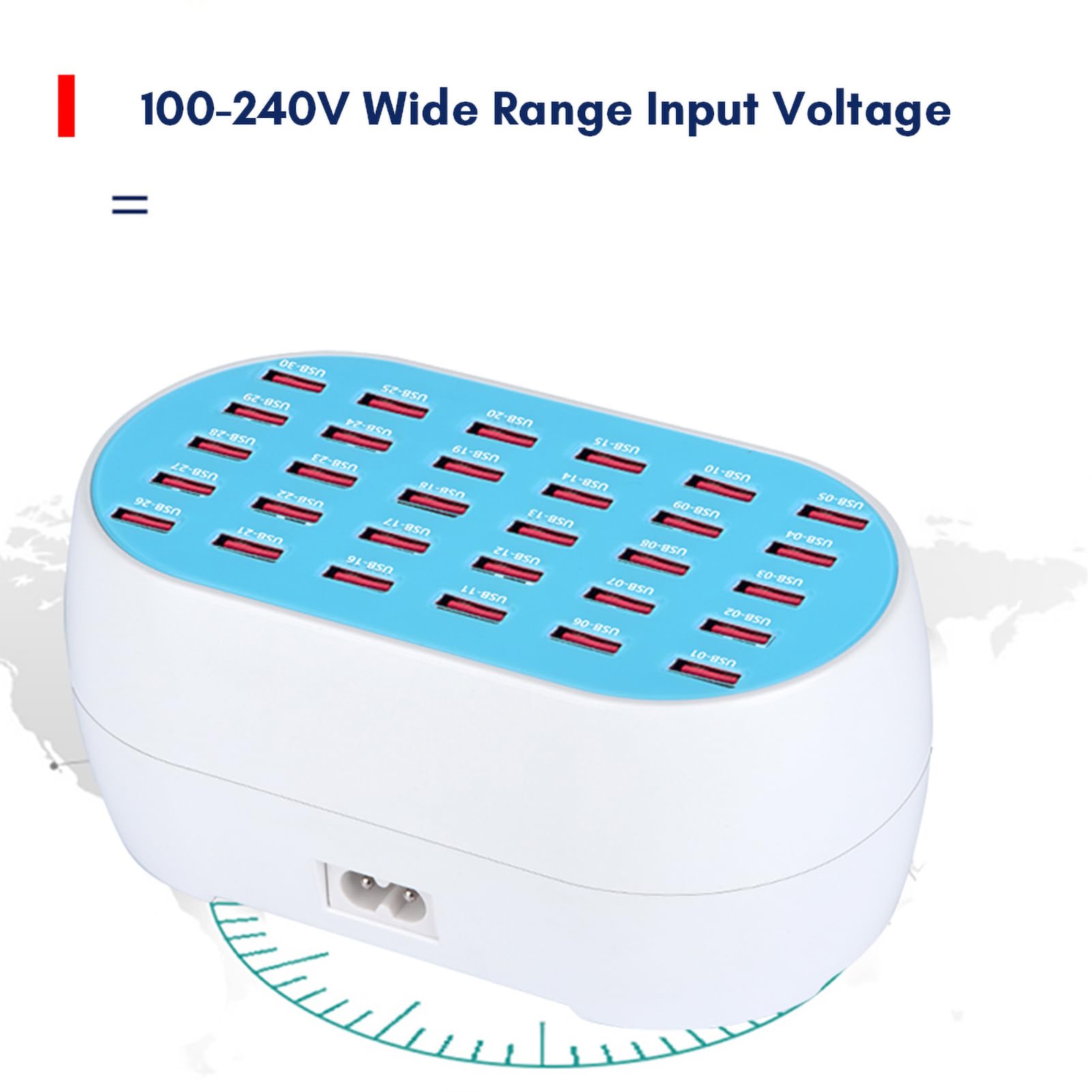 estación de carga usb，HUIOP Cargador USB multipuerto Estación de carga USB de escritorio de 30 puertos Hub 32A/160W Potencia 5V 1A-2.4A Salida Identificación igente Reemplazo para Smartphones Tabletas