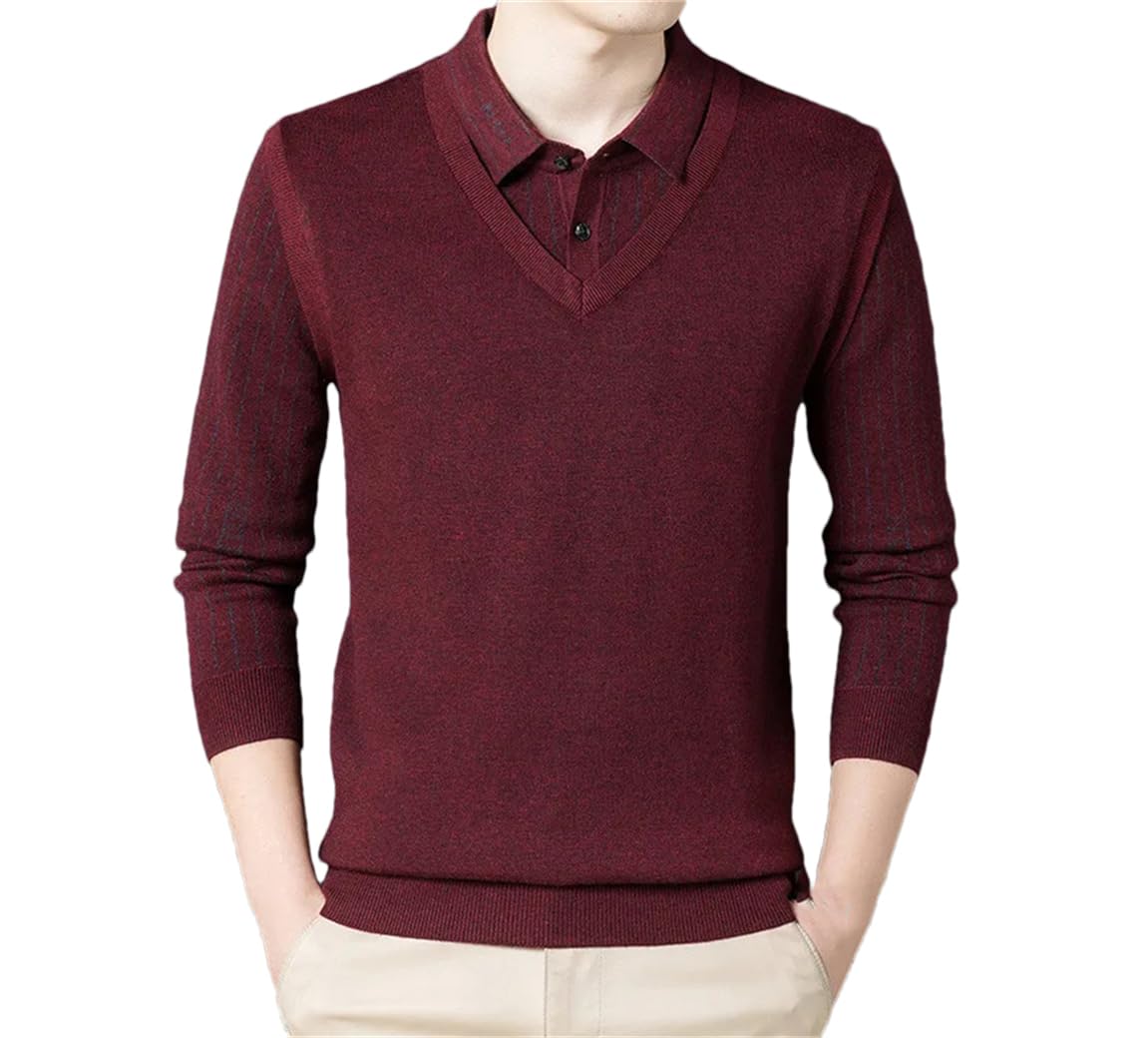 Polo da uomo a righe morbide tinta unita manica lunga business calda vestibilità ampia camicia casual