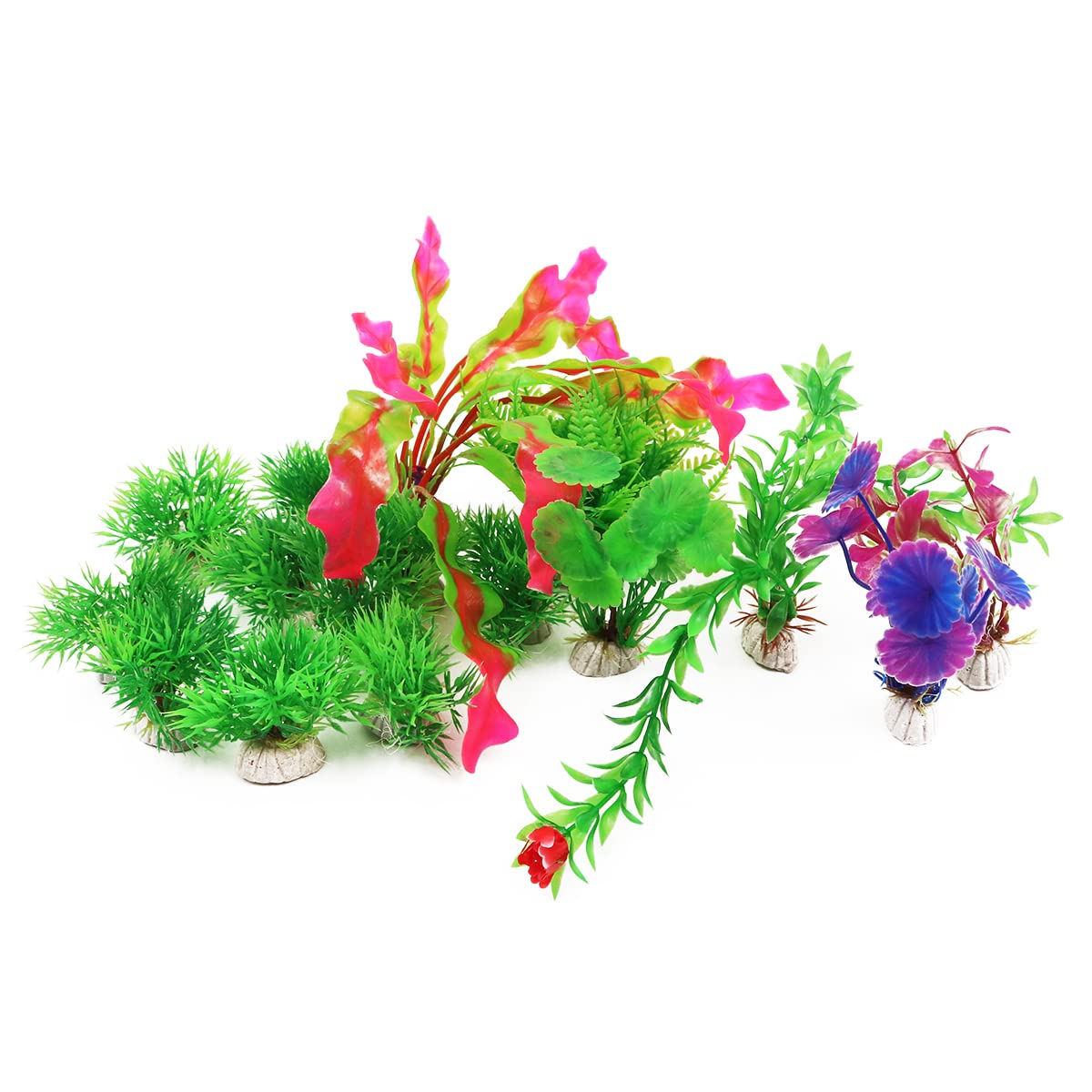 Wangcl 16 Pieces Artificial Aquarium Plants Landscape Simulation Plastic Hydroponic Plants Mountain Rock Artificial Aquarium Plants For Fish Tank Betta