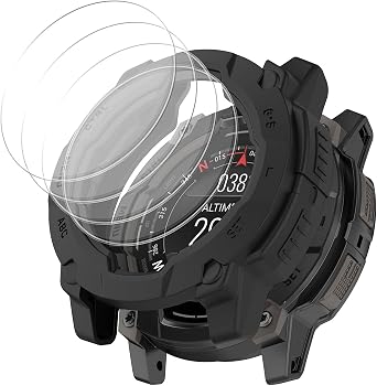 [عبوة من 1+4 قطع] حافظة مع واقي شاشة من الزجاج المقسّى متوافقة مع Garmin Instinct 3 45MM AMOLED/SOLAR، حافظة ناعمة واقية لتغطية كاملة للوجه لجهاز Instinct 3 45MM