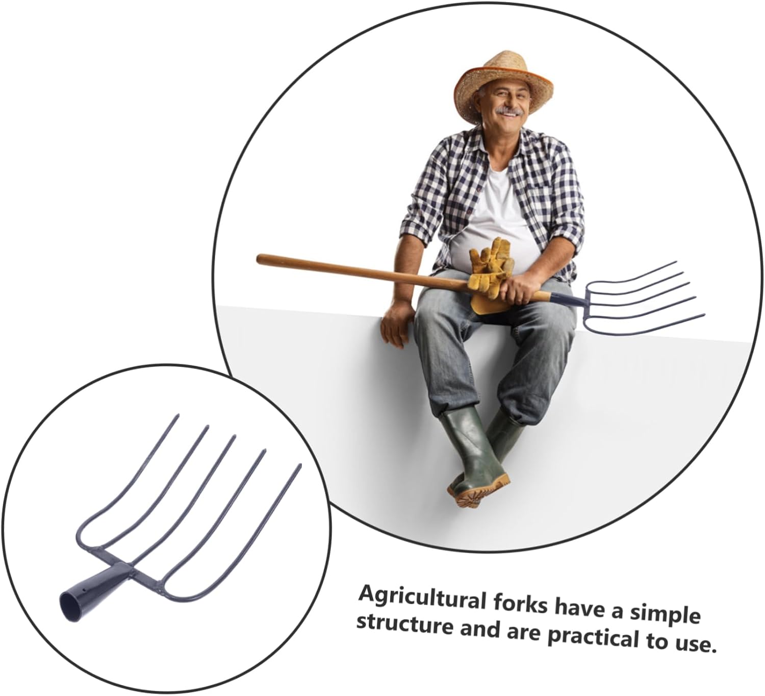 Handheld Manure Fork Iron Farming Tool for Efficient Lawn Care and Agricultural Use Versatile Five-Point Design for Easy and Heavy-Duty Tasks