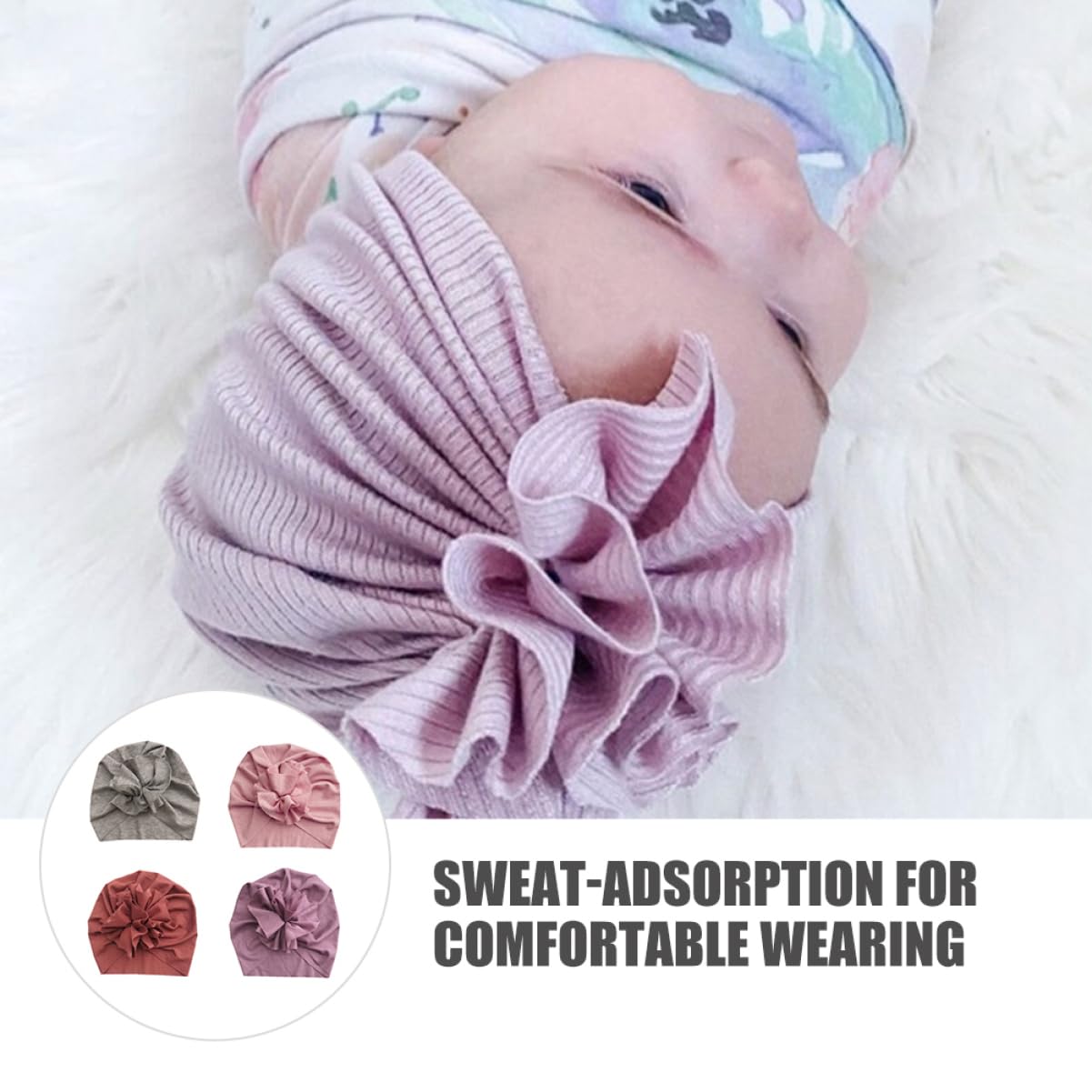 3 Sätze -blumenkappe Babygirl Schlabberlatz Geschenkset Sleep Sack Kappen Buntes Flaggenbanner Korb Mütze Aus Babygarn Elastischer Turban Baumwolle 4 Stück * 3