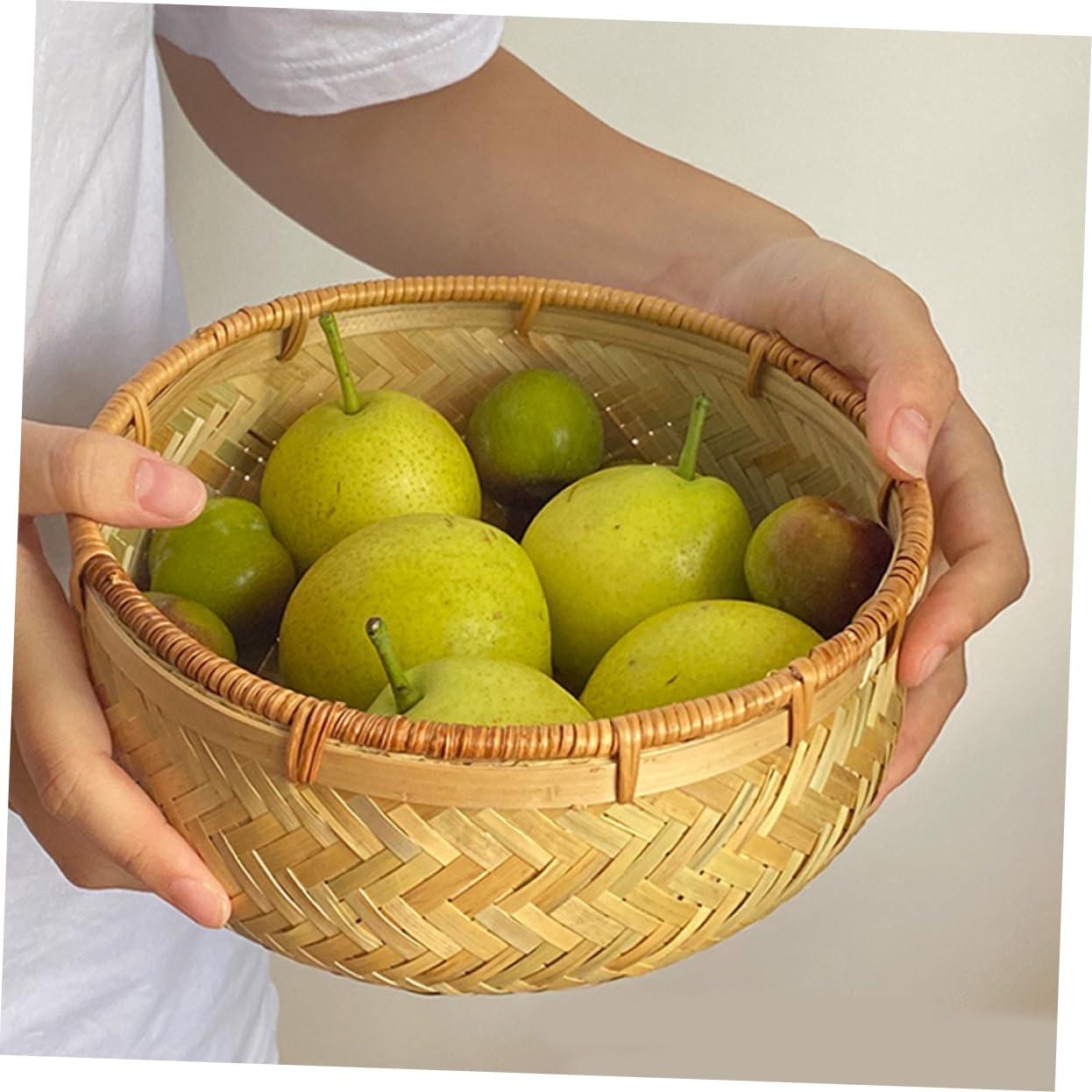 Amazon.co.jp: Happyyami 竹製 編み込みバスケット 収納容器 フルーツ