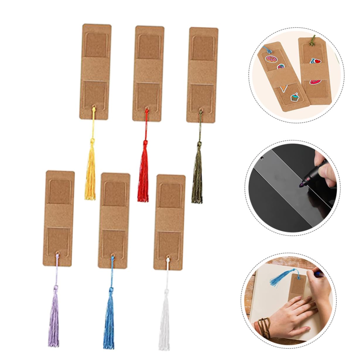jojofuny 150 Set set di segnalibri marcatore marcatori spazi vuoti per kit di segnalibri fai da te scolastici segnalibro pagina bianca fai da te segni di libro carta kraft
