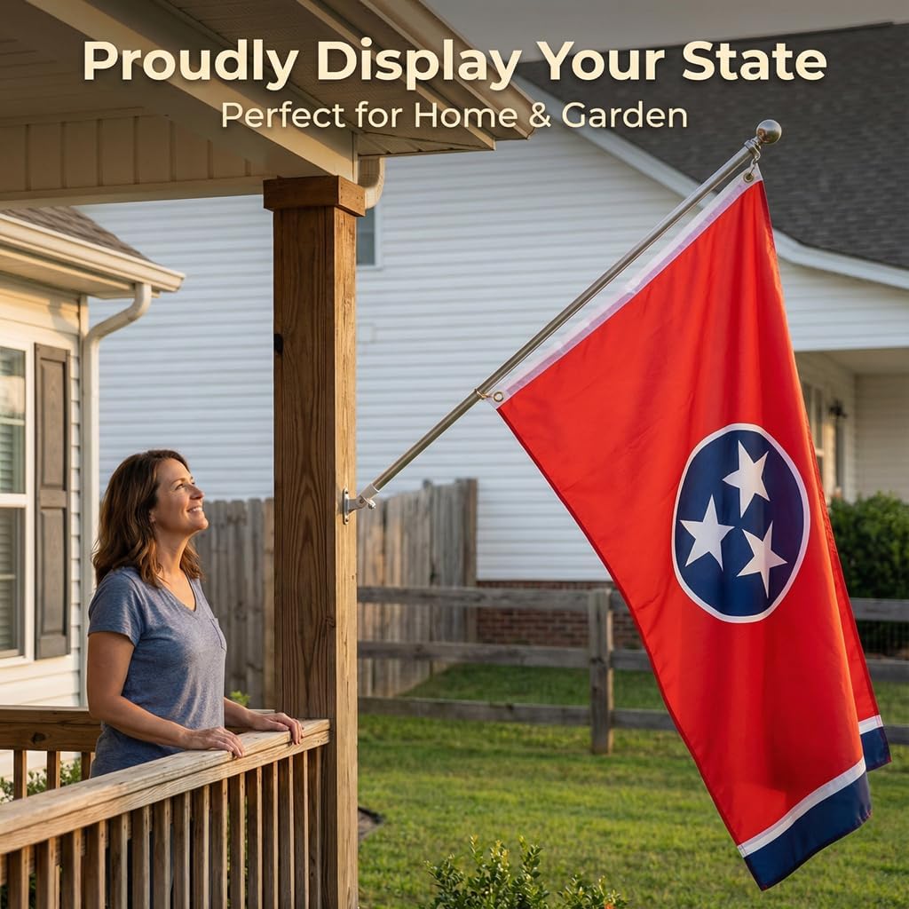 Tennessee Flag 3x5, US TN State Flags Outdoor, Luxurious Full Embroidery, Brass Grommets
