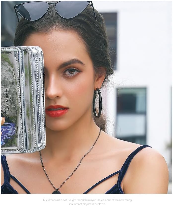 Stainless Steel Chunky Hoop Earrings For Women, Minimalist and Chic, Black/Gold Plated, Round Hoops Earrings Hypoallergenic, Size: 30mm/40mm/60mm/80mm, Come with Box - Image 9