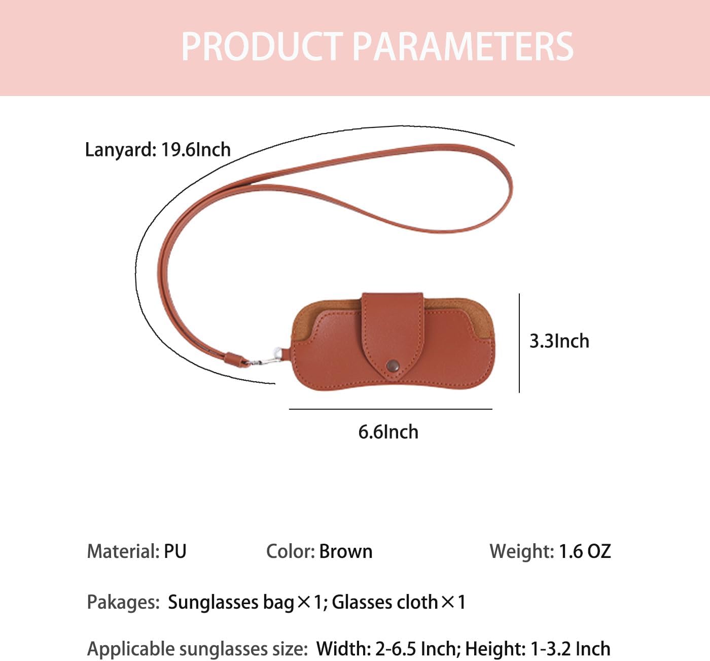 Soft Leather Sunglasses case, Sunglass Holder with Lanyard, Eyeglasses case, Portable Sunglasses Bag - Image 6
