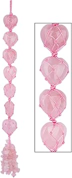 Rose Quartz Heart Healing Crystals Boho Wall Hanging Decor Ornament Home Indoor Decoration for Good Luck,Yoga Meditation,Protection, Chakra Balancing7 Small Hearts