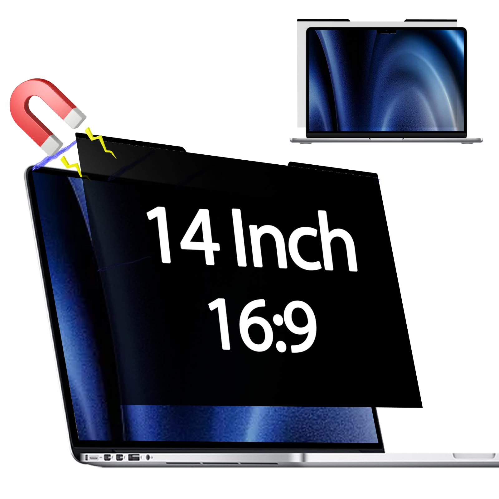 Halloive Magnetic Laptop Privacy Screen for 14 Inch