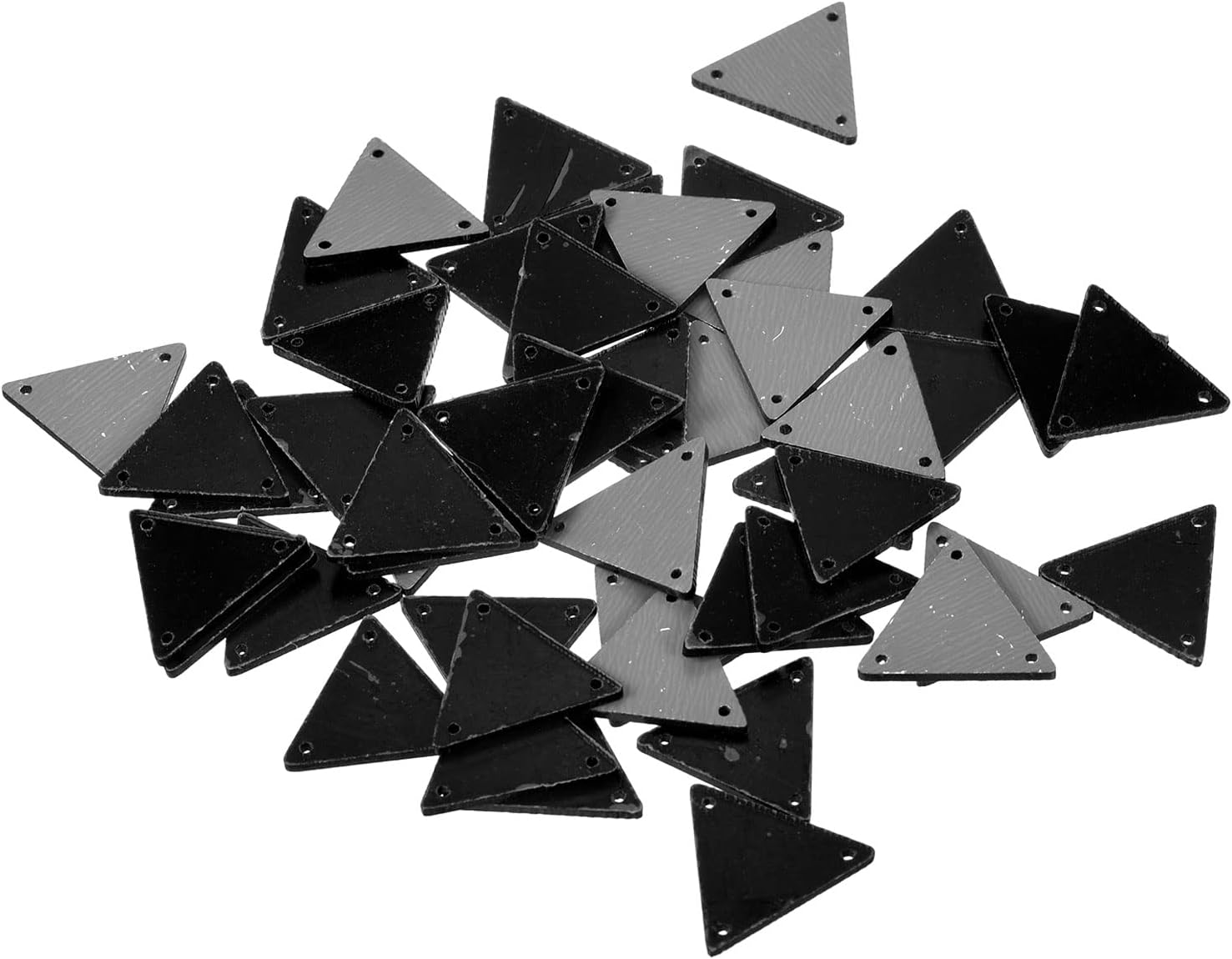 sourcing map 50pcs Sew on Triangle Acrylic Mirror Piece Flat Back DIY Mirrored Rhinestones Mirror Beads for Evening Dresses Cloth Garment Black 23x23mm