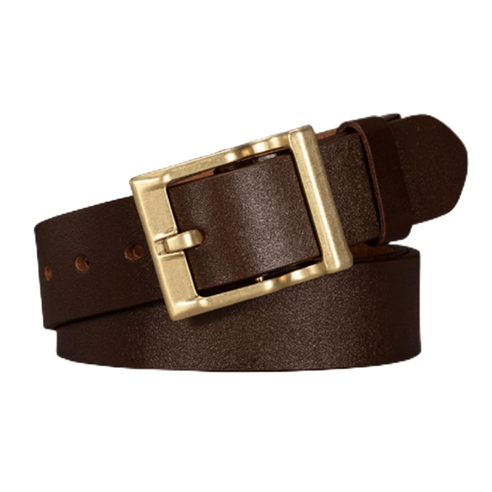 Krxsobnv Men's Coffee Leather Belt, Whole Thickened Belt Vintage Belts Handmade Adjustable Casual(110Cm)