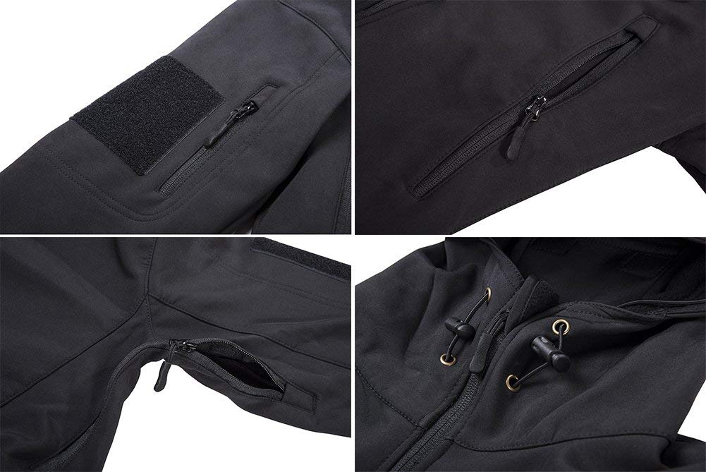 Chaqueta táctica militar cálida polar de manga larga con capucha camuflaje Softshell impermeable para hombre para acampar caza pesca al aire libre chaqueta con capucha