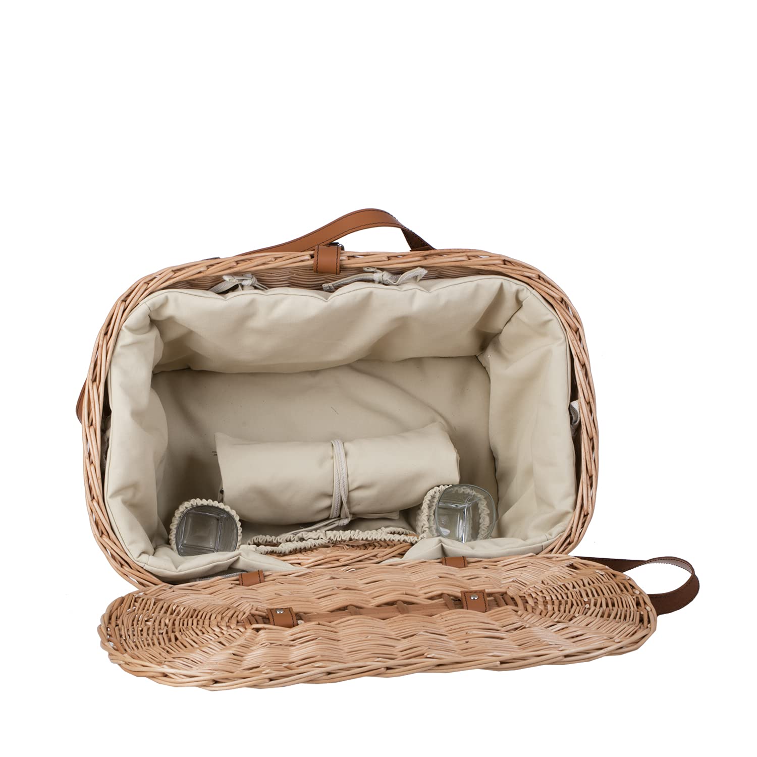 e-wicker24 Panier de Pique-Nique en Osier XXL avec Couvercle - Grand Panier de Rangement pour Fruits et légumes - Panier à provisions - Panier à Repas tressé