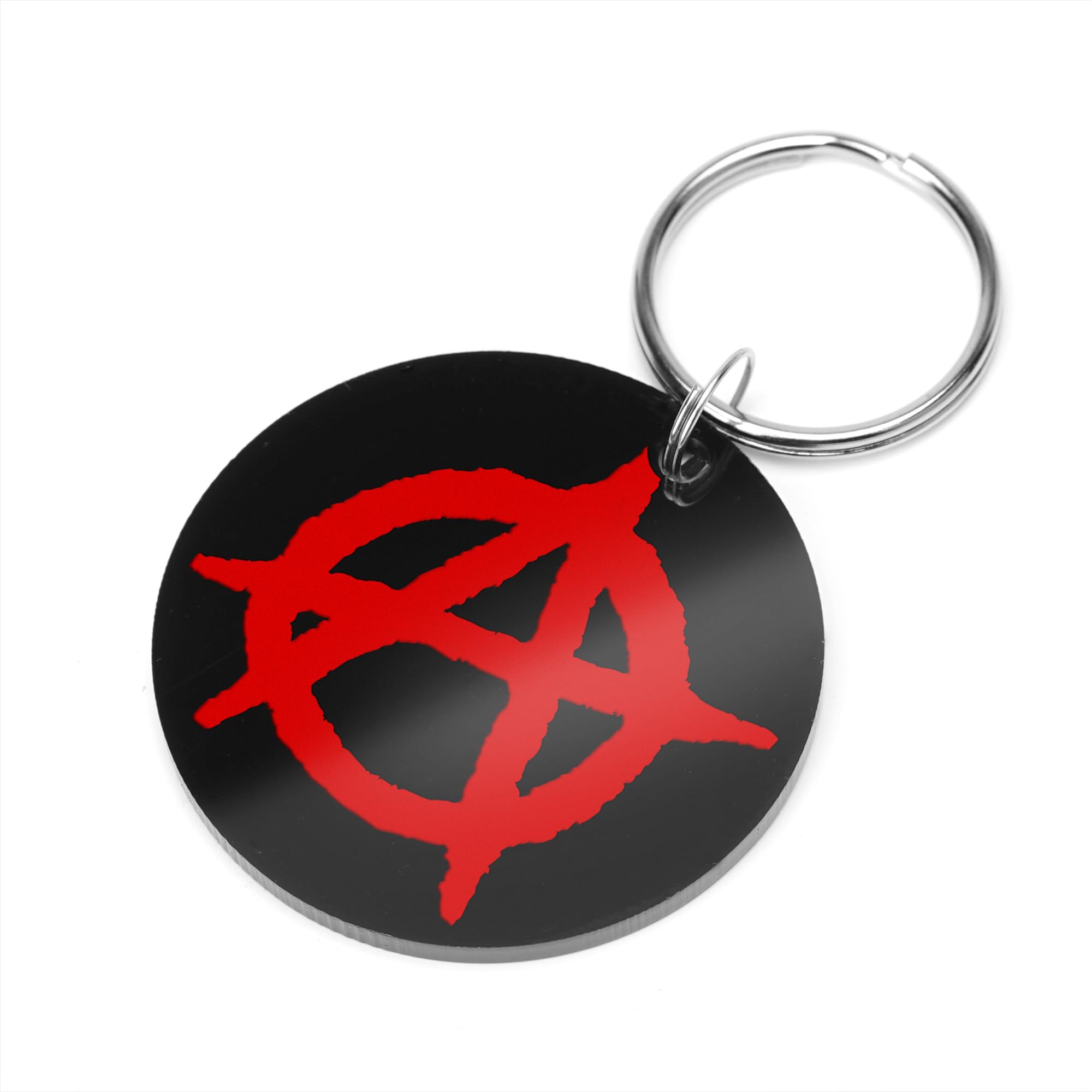 A1 Graphics Ltd Unisex Black Anarchy Symbol Keyring – Punk Rock Acrylic Keychain, Rebel Statement Gift
