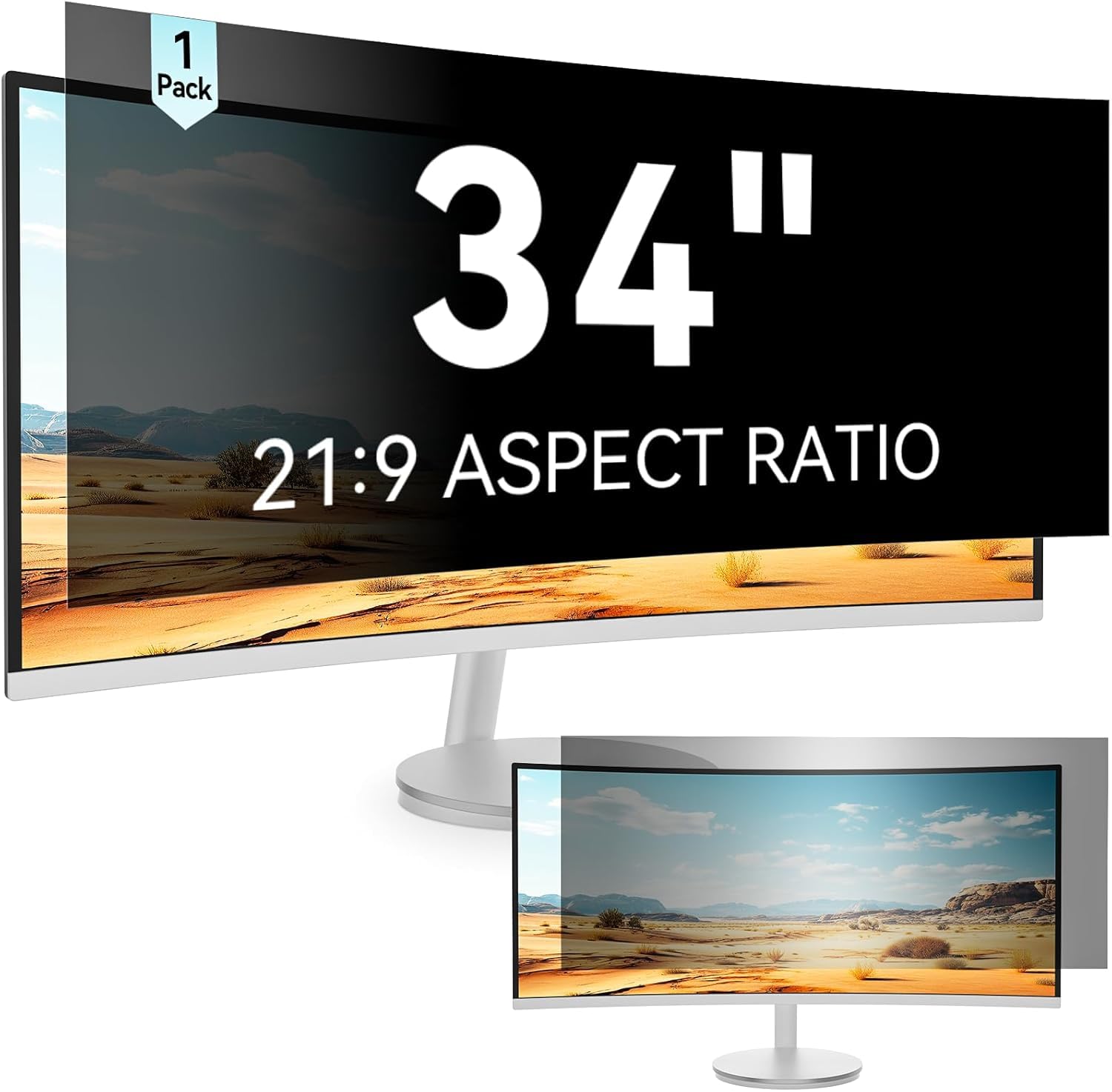 Mamol Filtro De Privacidad De 34 Pulgadas Para Monitor Curvado, Extraíble, Antiespía Anti Luz Azul, Película De Privacidad De Pantalla De 34 Pulgadas, 21:9 (794 X 340)Mm
