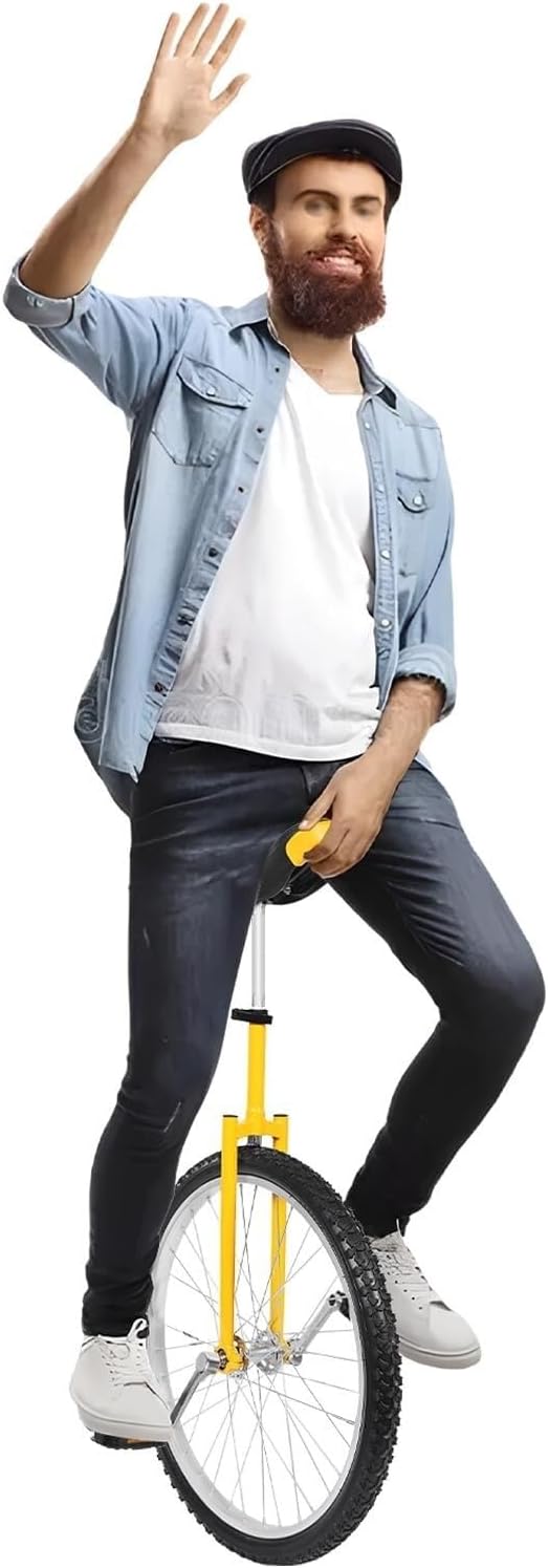 Outdoor Sports Recreation Fitness Unicycle, 24 Inch Wheel Unicycle, Outdoor Unicycle Flat-Proof Tire Single Wheel Bike with 2 Pedals, Height Adjustable, Weight Limit 176 lbs