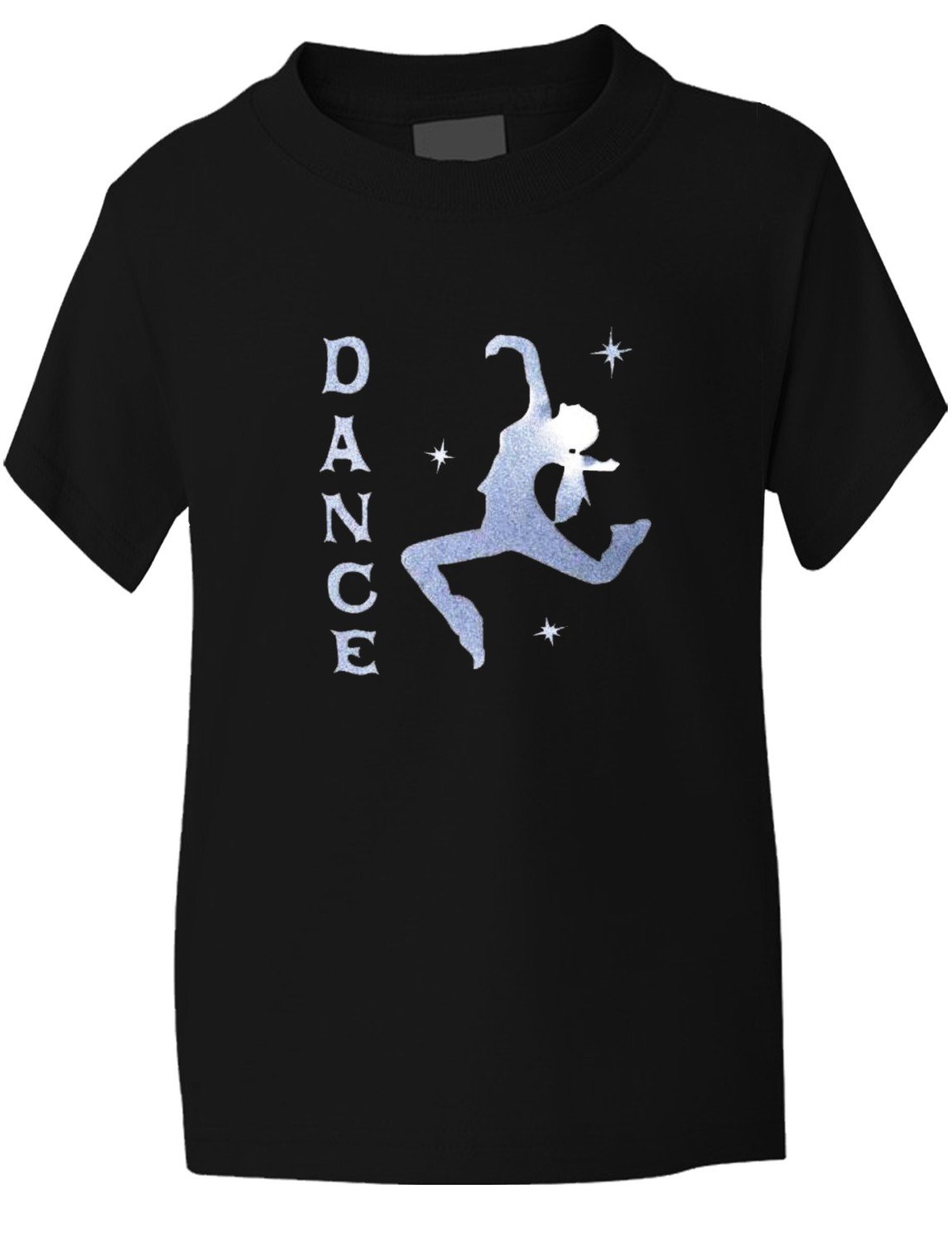 Print4u Boys Black Dance! Tap/Disco/Dance School~ /Girls T-Shirt In White Glitter! 7-8